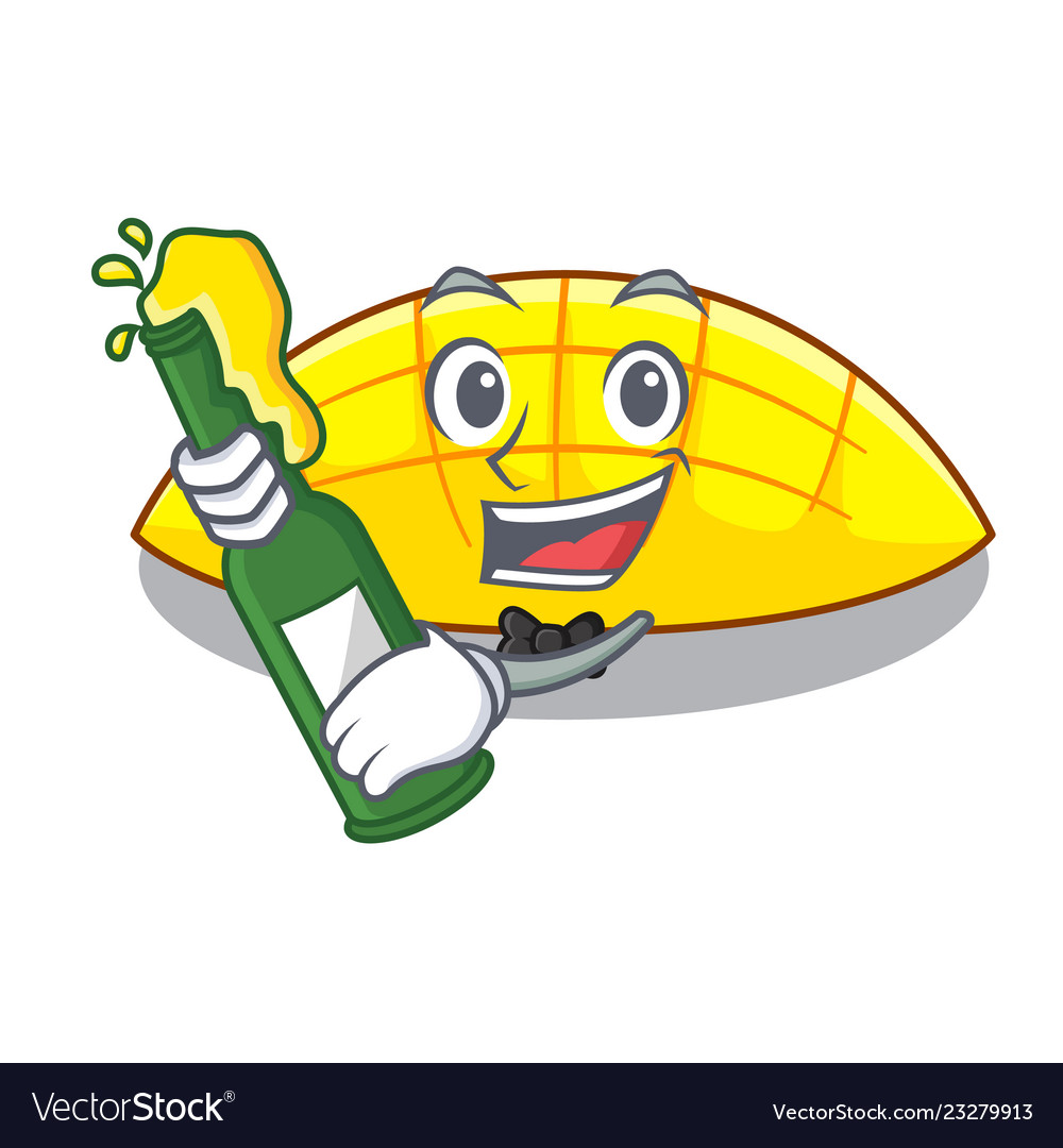 With beer slices mango on cartoon funny Royalty Free Vector With beer slices mango on cartoon funny Royalty Free Vector