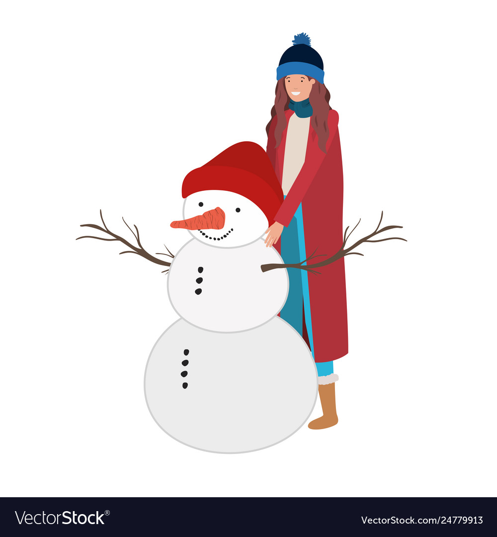 Woman with snowman avatar character