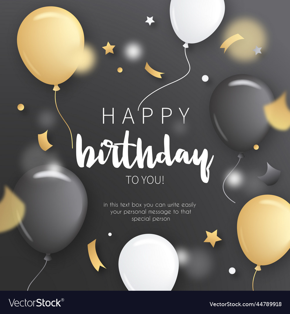 Birthday invitation with golden balloons design Vector Image