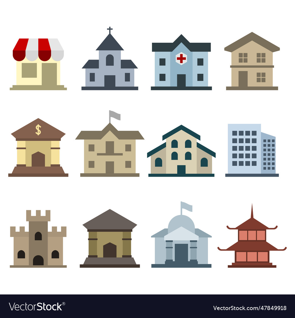 Building Collection Icon Bundle Set Royalty Free Vector Building Collection Icon Bundle Set Royalty Free Vector