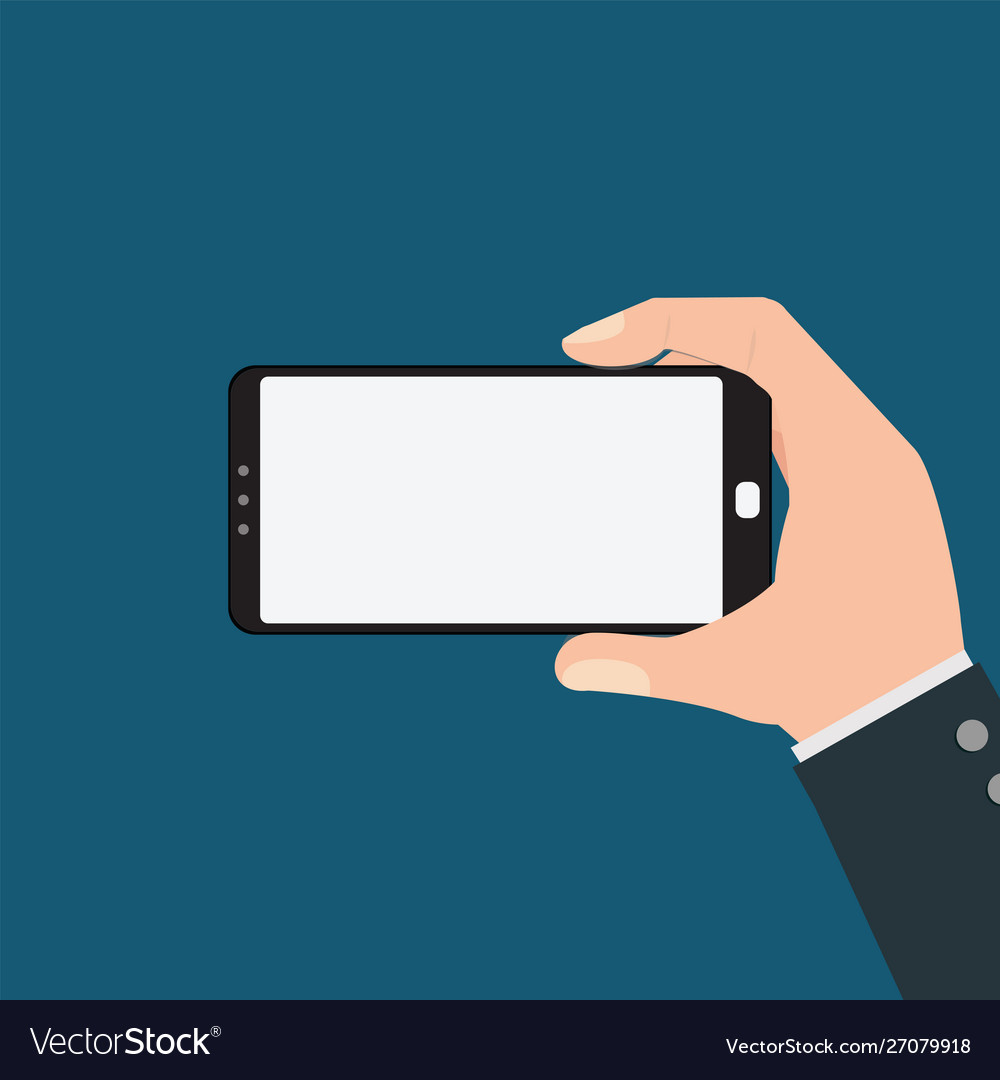 Businessman holding smartphone isolated on blue vector image Businessman holding smartphone isolated on blue
