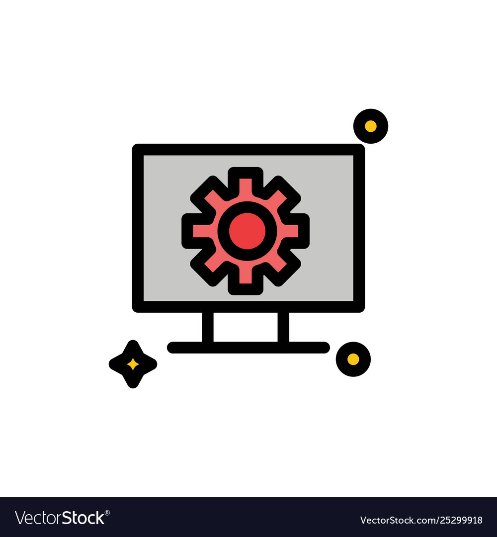 Computer hardware setting gear flat color icon Vector Image Computer hardware setting gear flat color icon