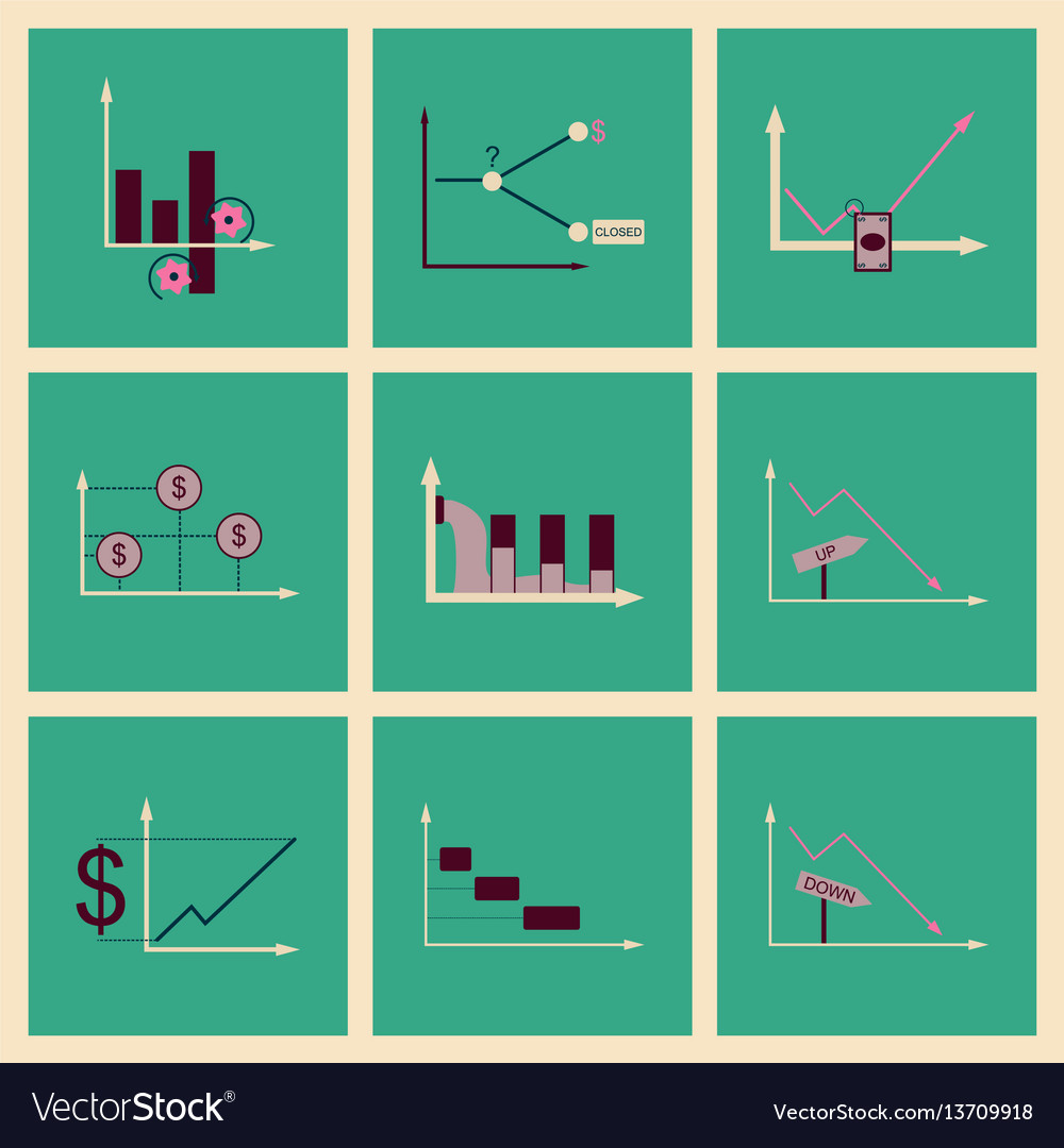 Concept of stylish flat design icons graph