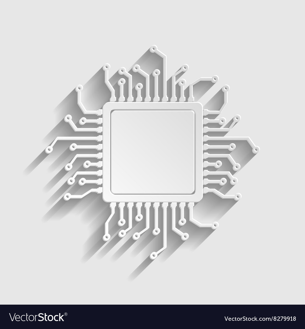 Cpu microprocesso paper style icon