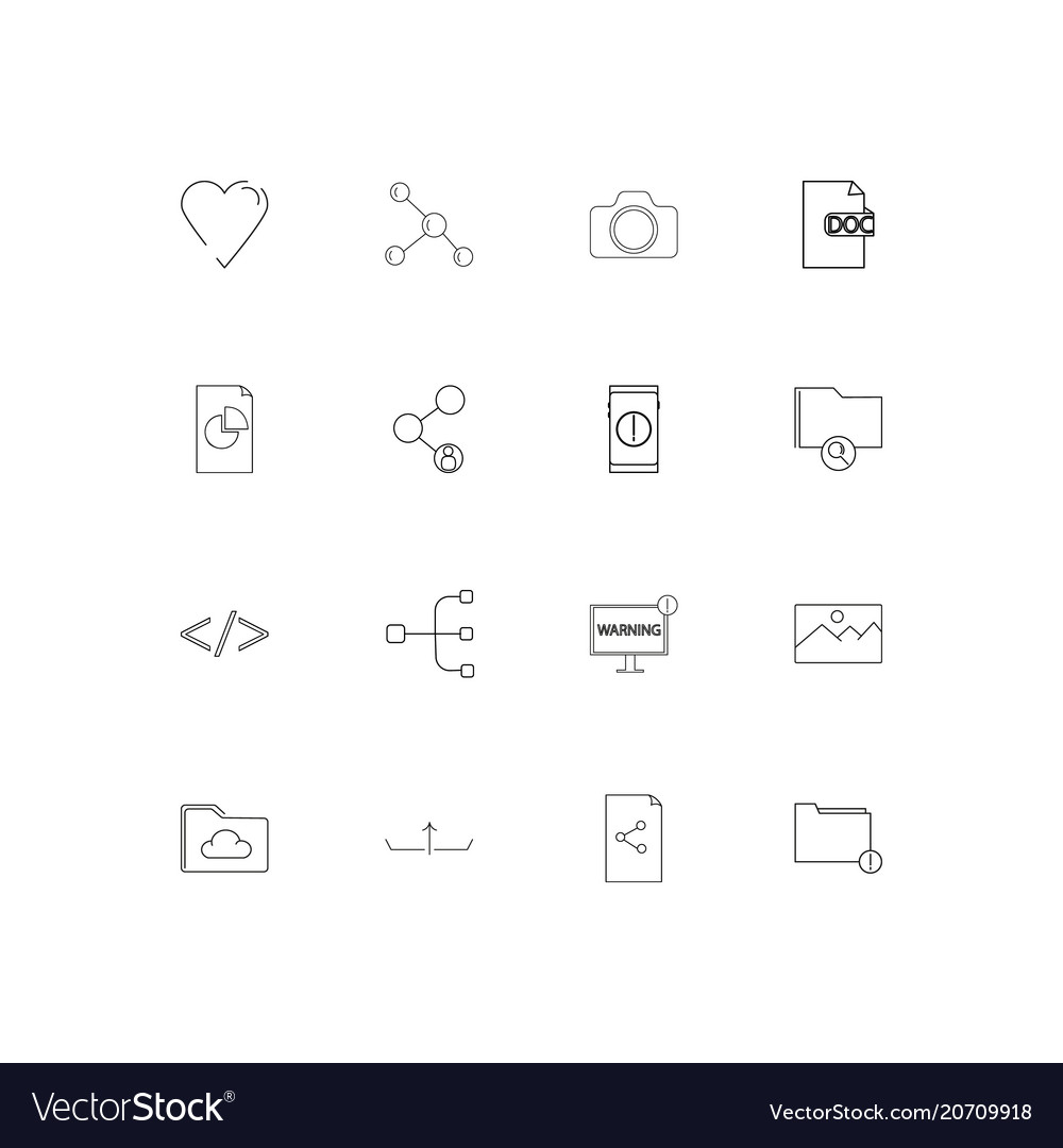 Files and folders sign simple linear icons set