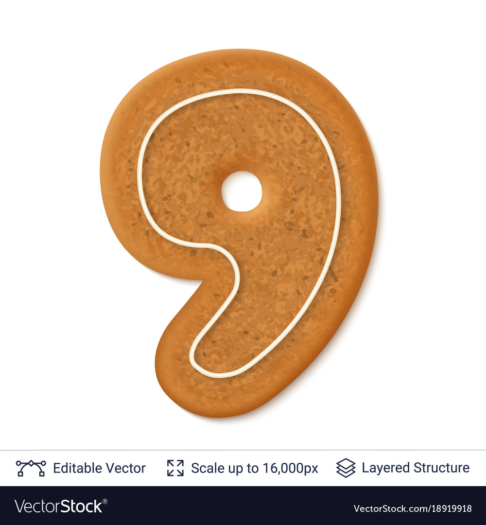 Gingerbread number isolated on white