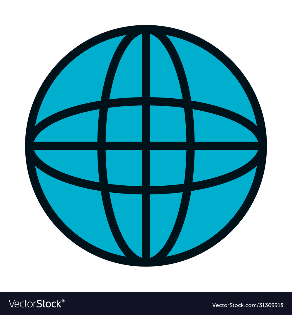 Global sphere icon half color line style vector image Global sphere icon half color line style