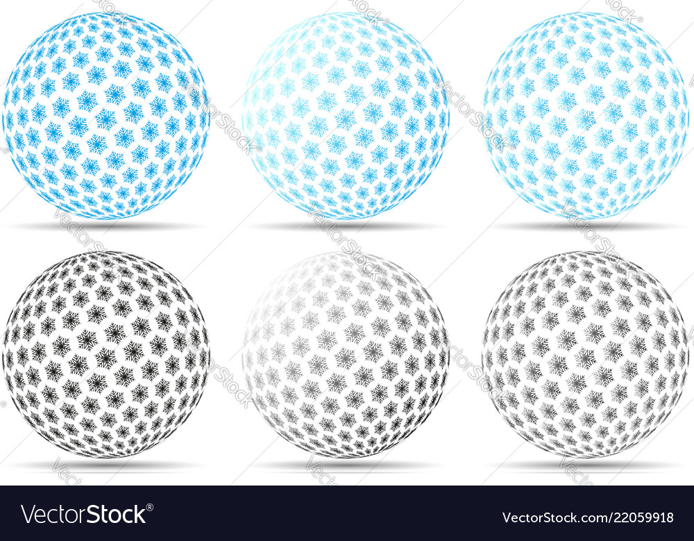 Globe set snowflake vector image Globe set snowflake