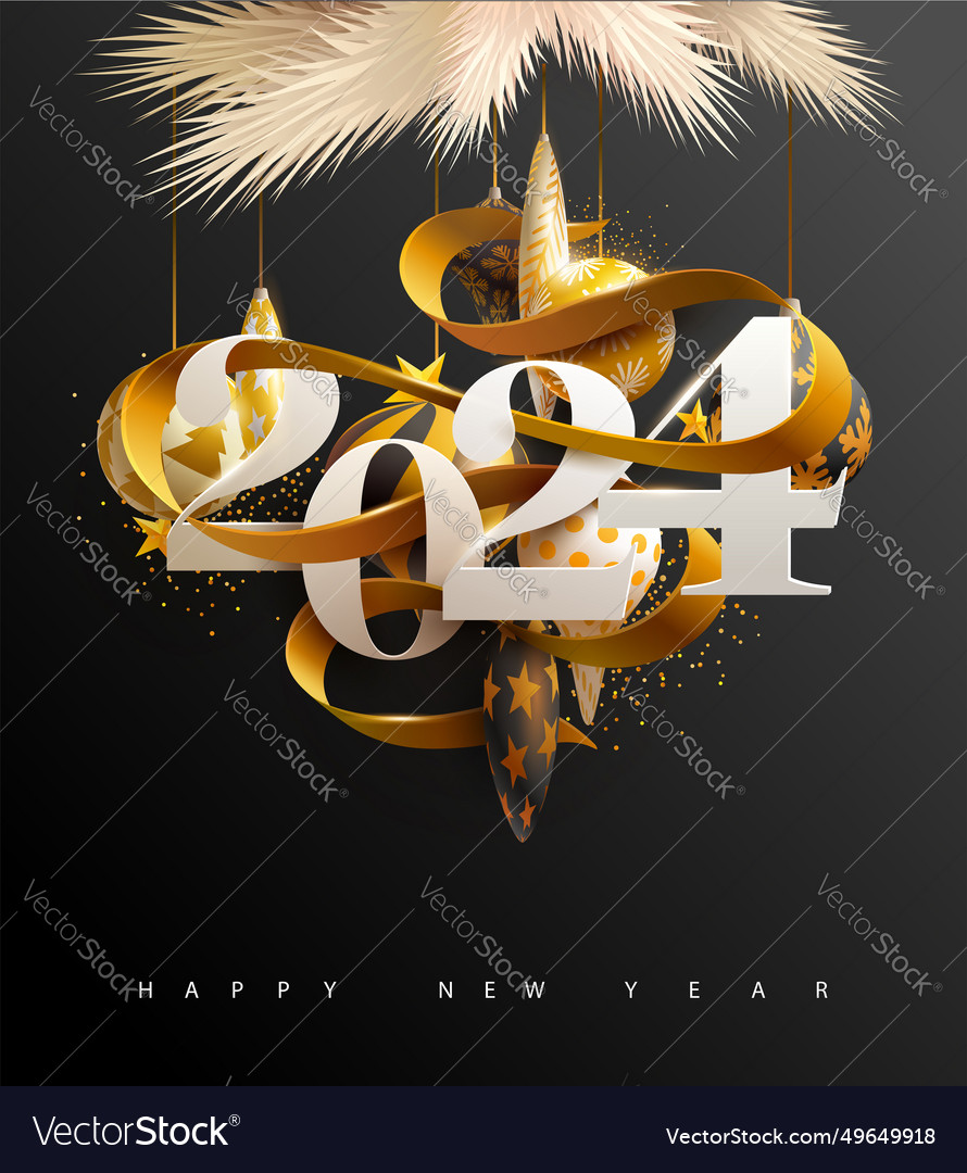 Gold Neujahr 2024 Feste Dekor