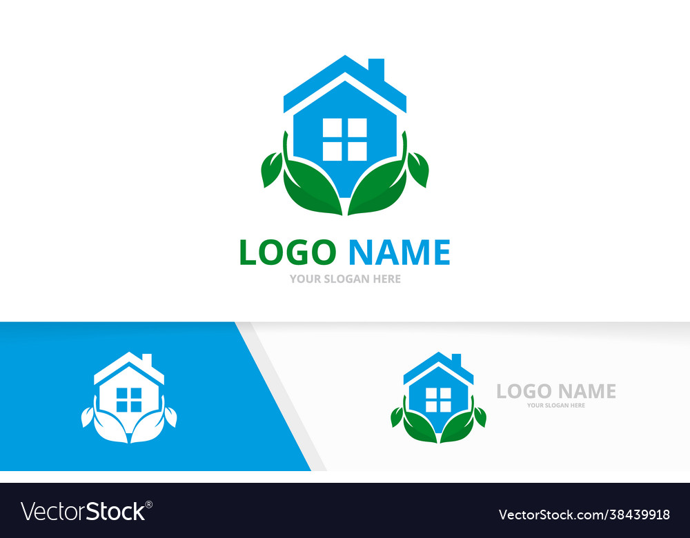 Green house and leaves logo combination unique