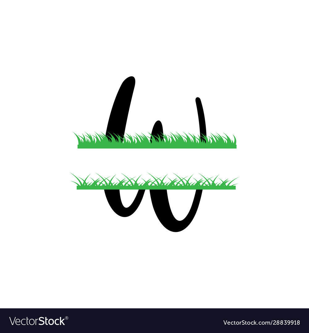 Initial w grass monogram split letter isolated