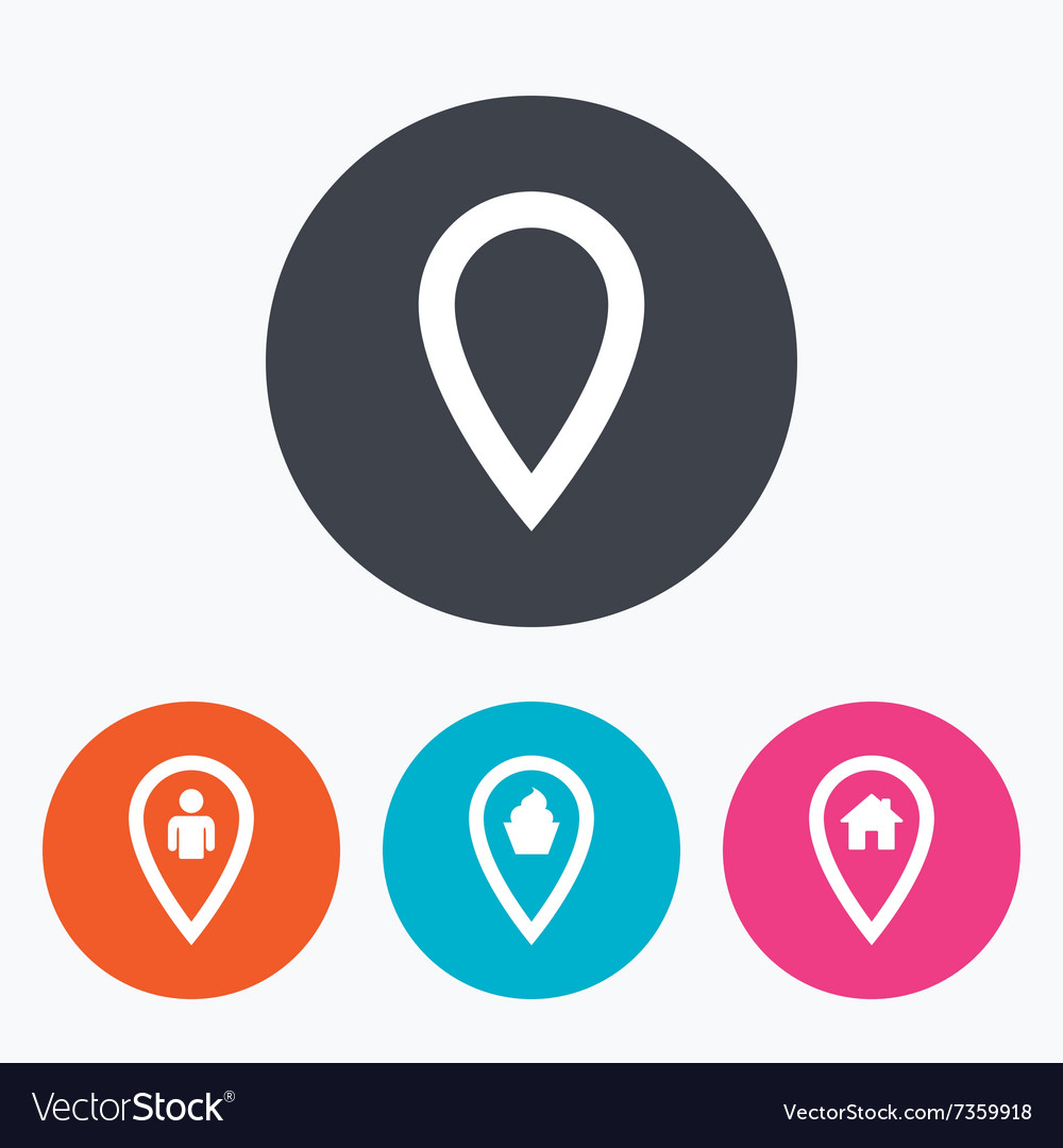 Map pointer icons home food and user location