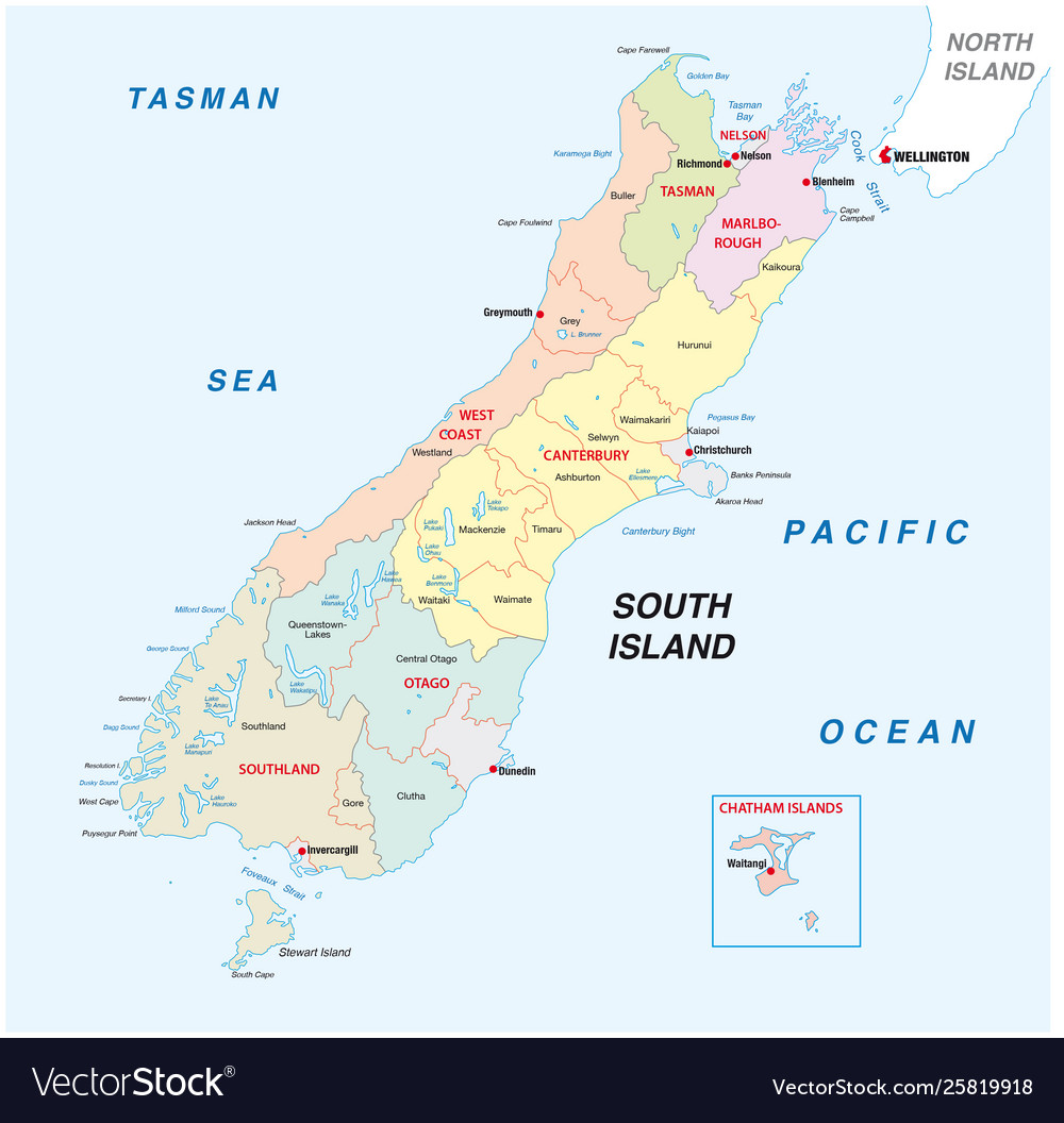 new-zealand-south-island-administrative-map-vector-image