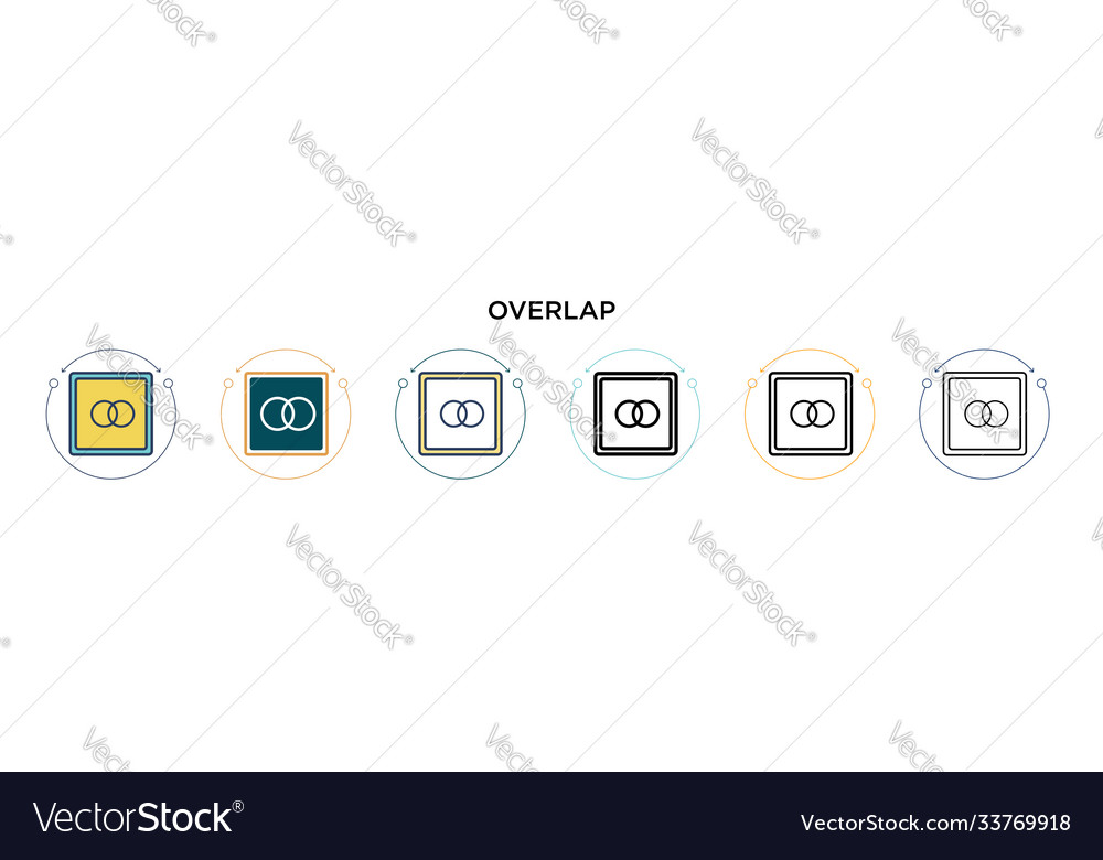 Overlap icon in filled thin line outline