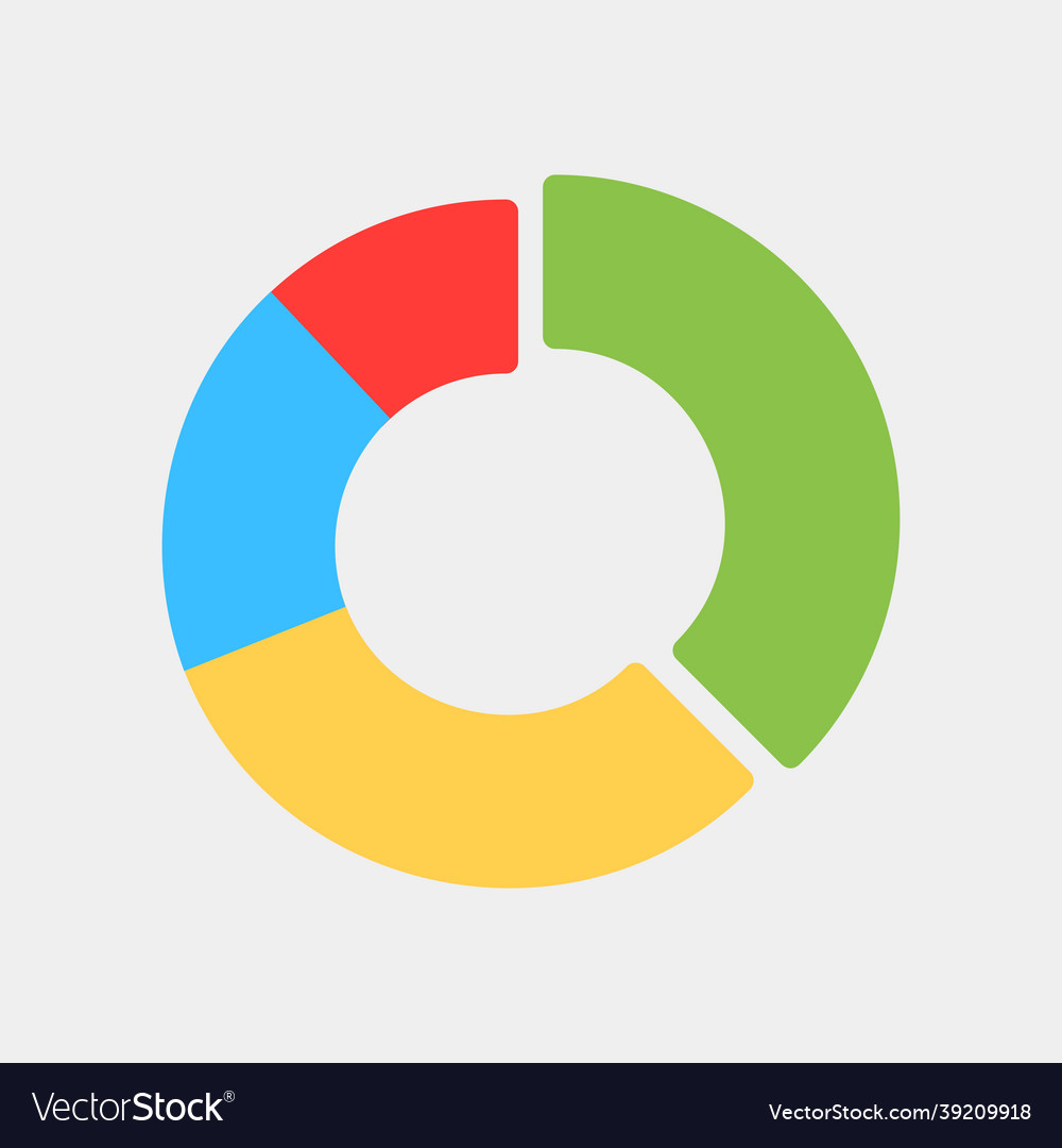 Pie chart icon in flat style for any projects vector image Pie chart icon in flat style for any projects