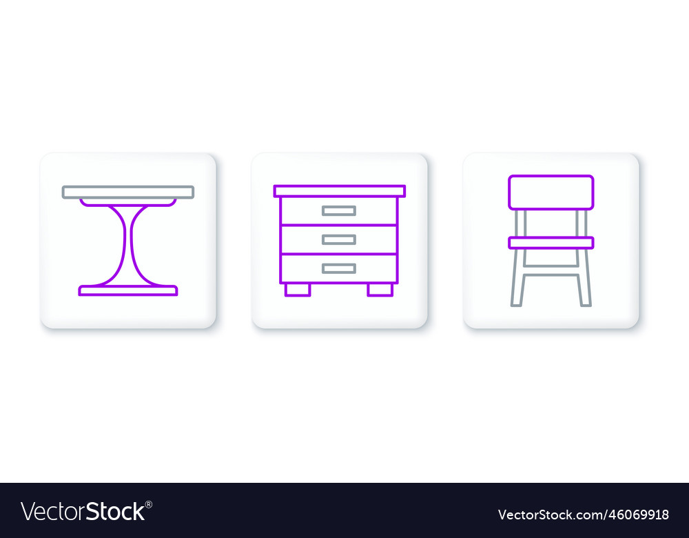 Set line chair round table and furniture