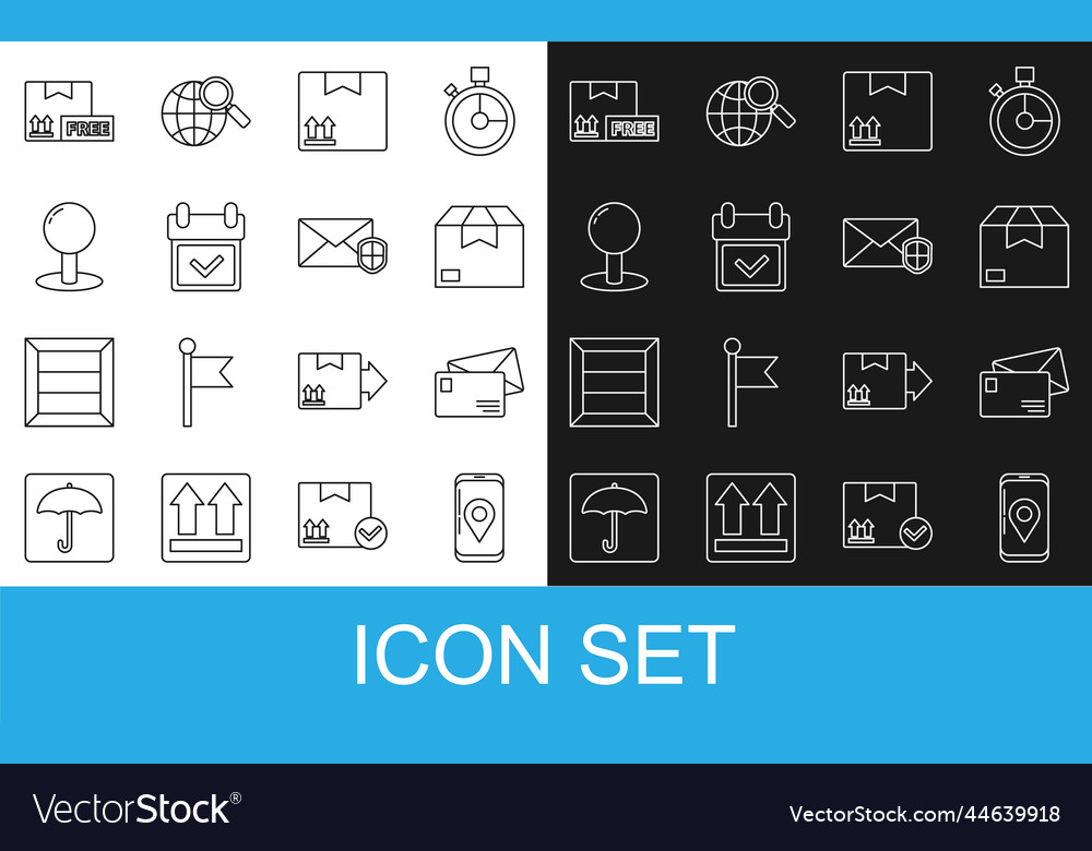 Set line mobile with app delivery tracking Vector Image Set line mobile with app delivery tracking