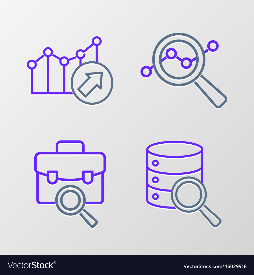 Set line server work search data analysis vector image Set line server work search data analysis