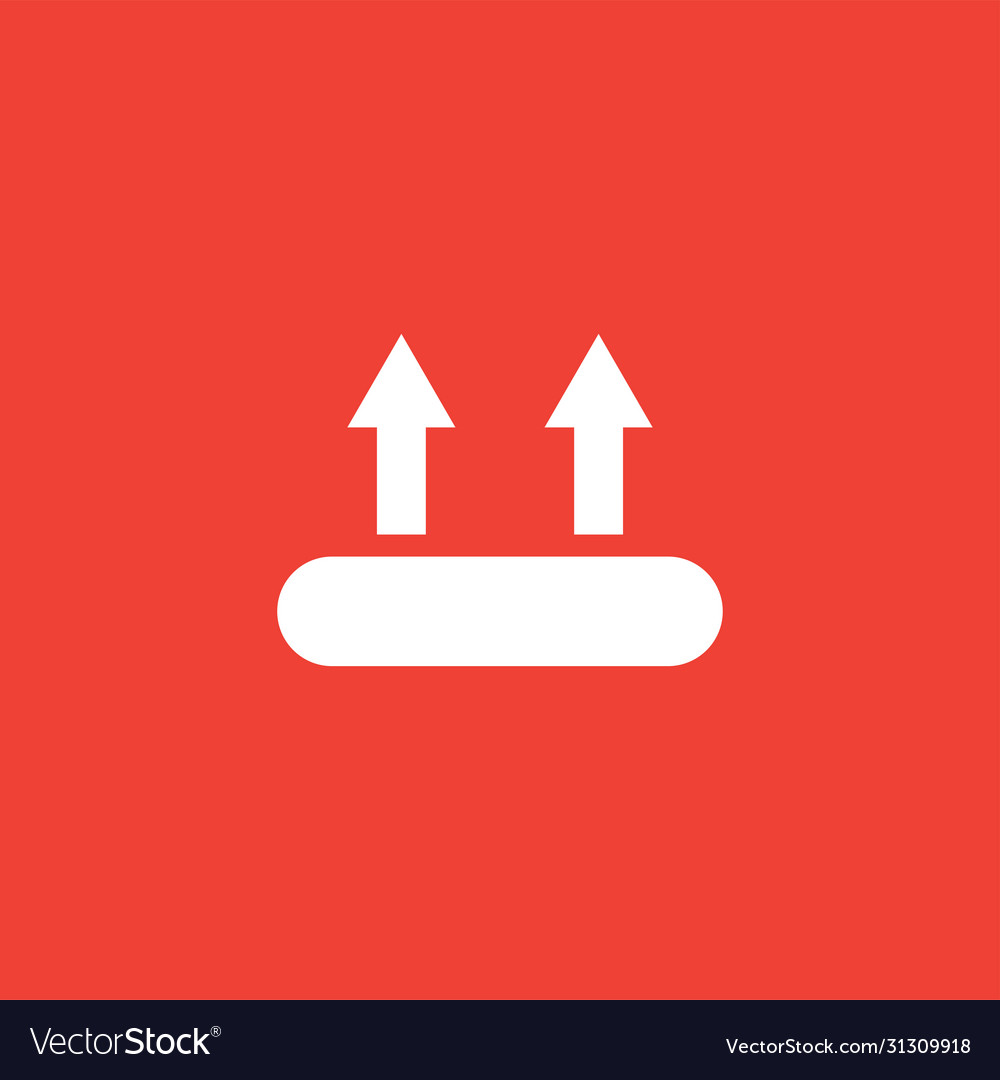 Upload icon on red background flat style