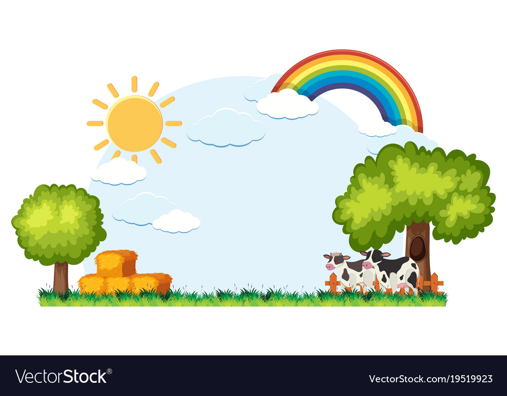 Background scene with cows and hay
