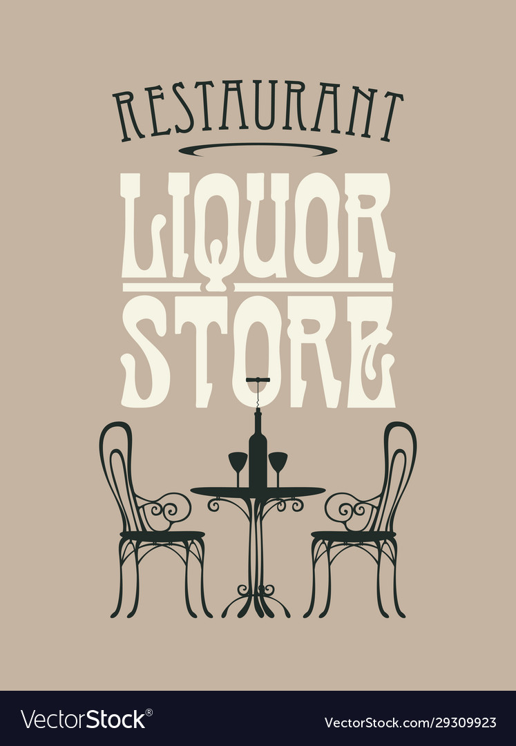 Banner for liquor store with a table Royalty Free Vector