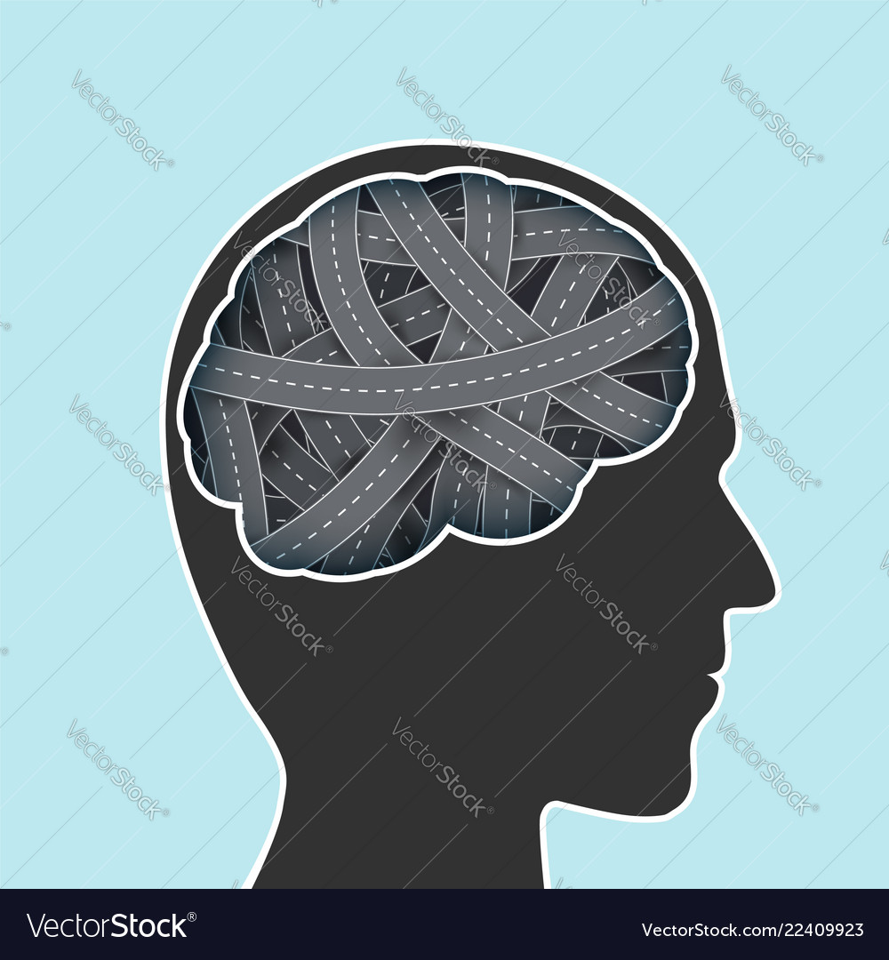 Brain in the form of a road Royalty Free Vector Image
