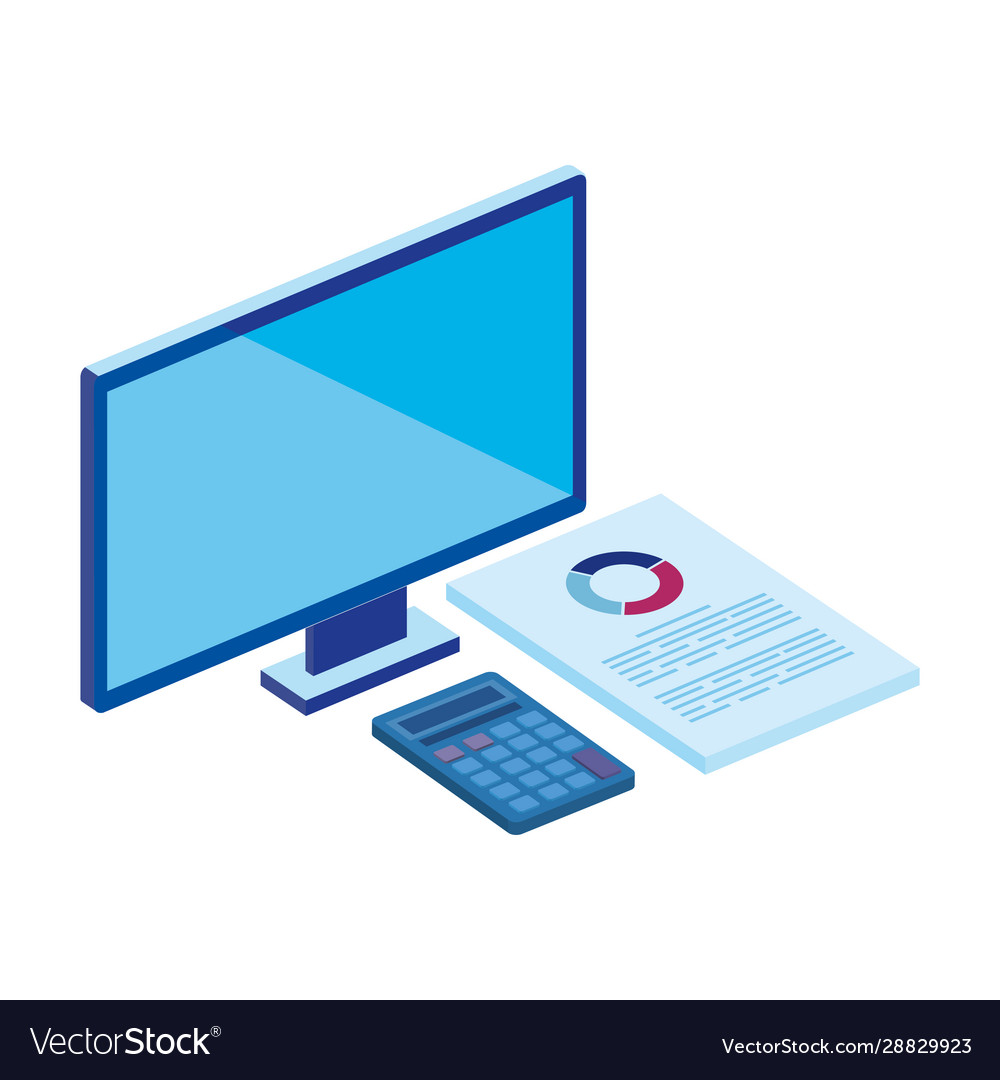 Computer desktop with calculator and document