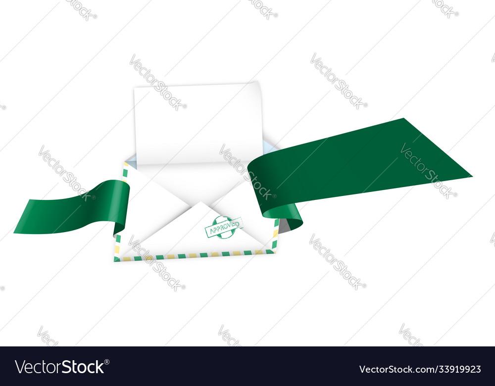 Concept open envelope with blank sheet paper