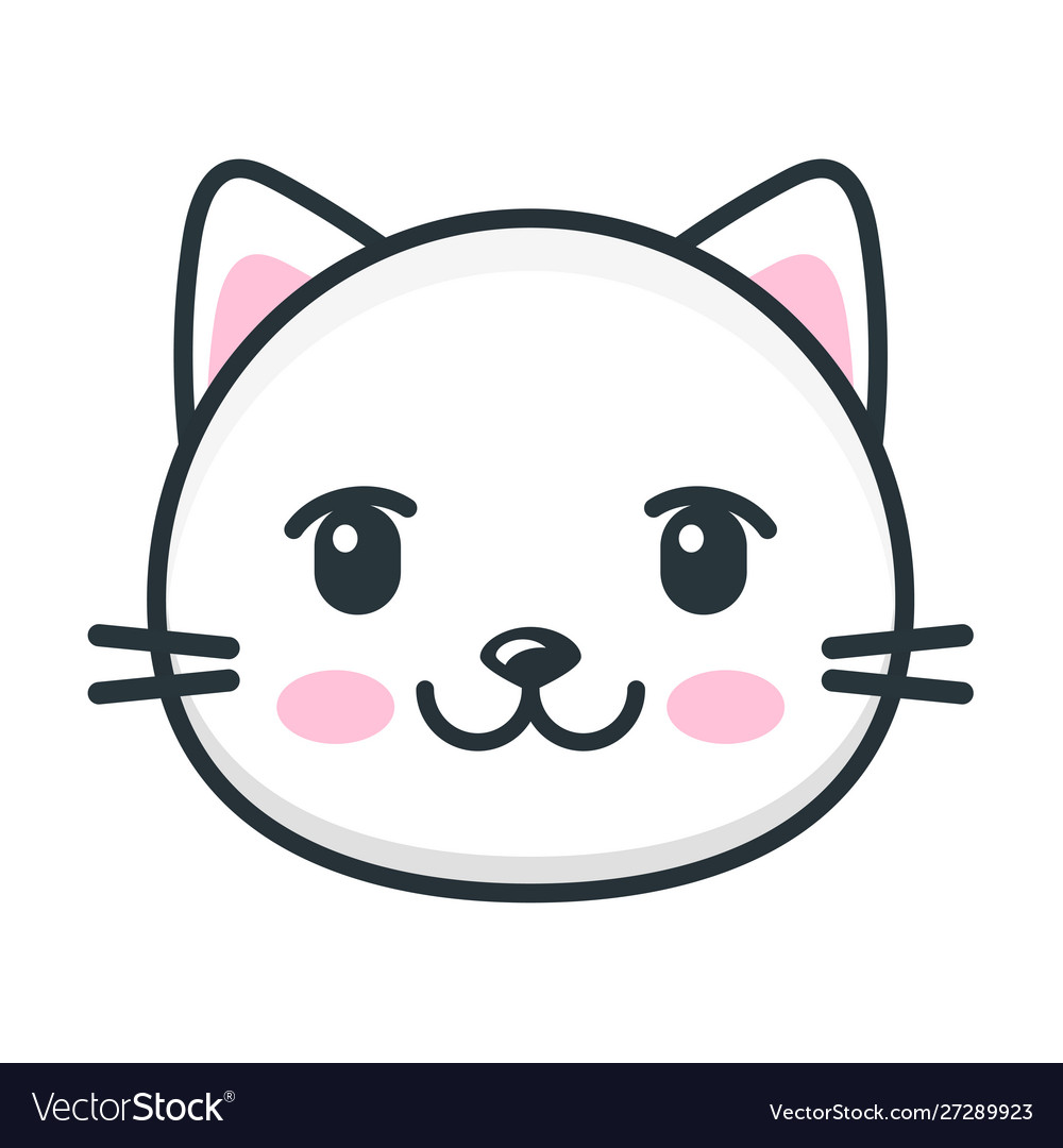 Cute Cat Face in Cartoon Doodle Style Vector Icon. Stock Vector