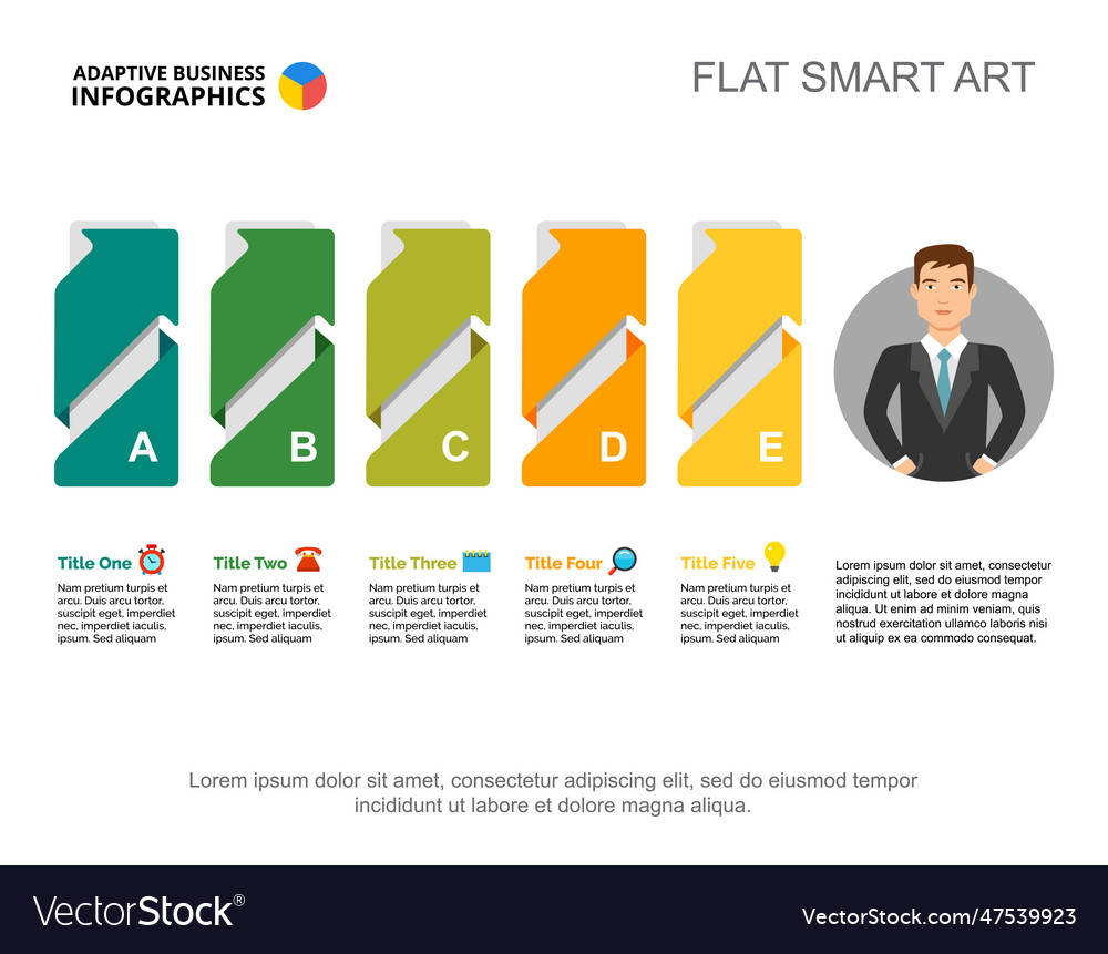 Five points strategy slide template vector image Five points strategy slide template