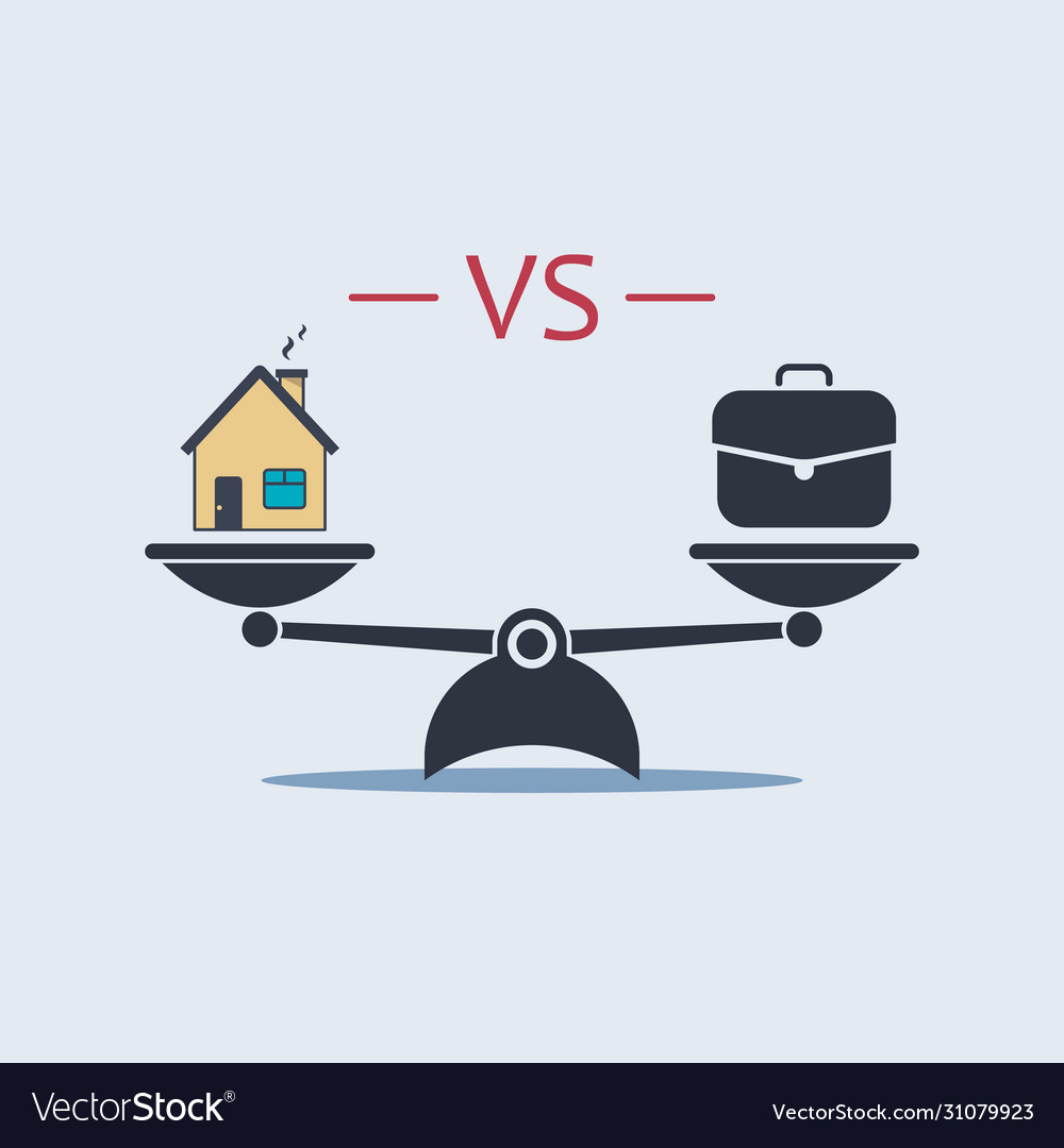 Home Vs Work House Vs Briefcase On Scale Symbol Vector Image
