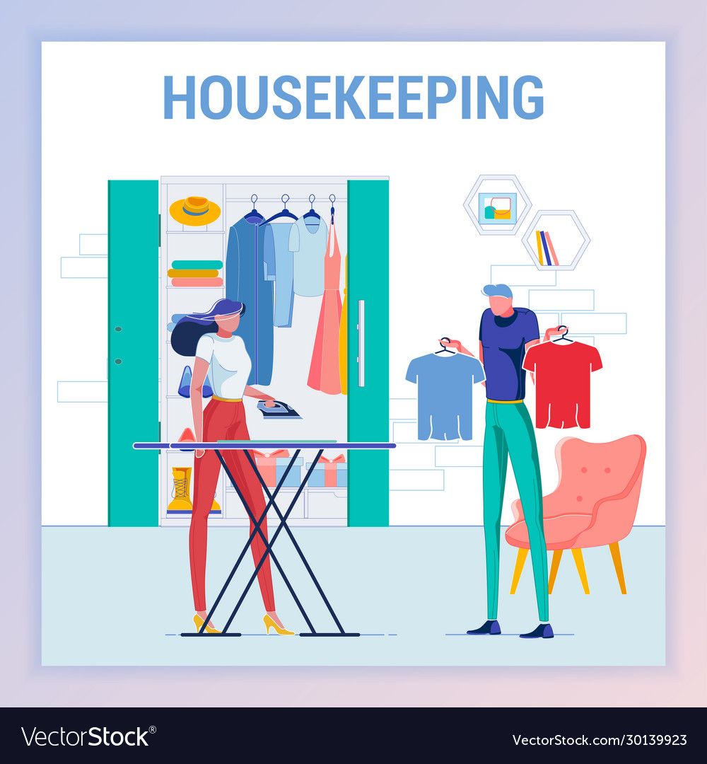 Housekeeping Wife Waiting To Iron Tshirt For Man Vector Image Housekeeping Wife Waiting To Iron Tshirt For Man Vector Image