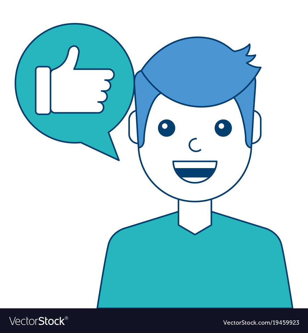 Man with hand like in speech bubble