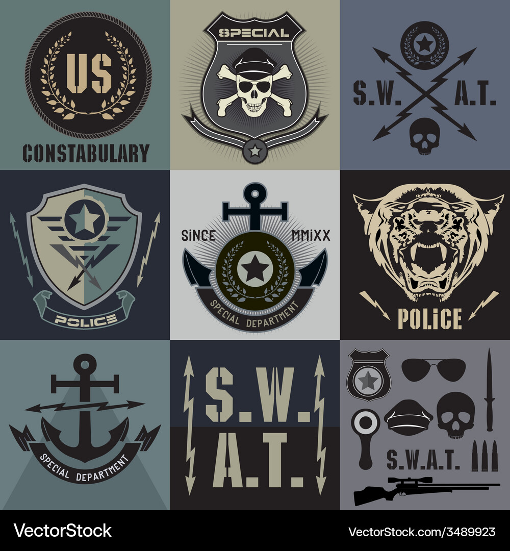 Police Badge Collection Royalty Free Vector Image