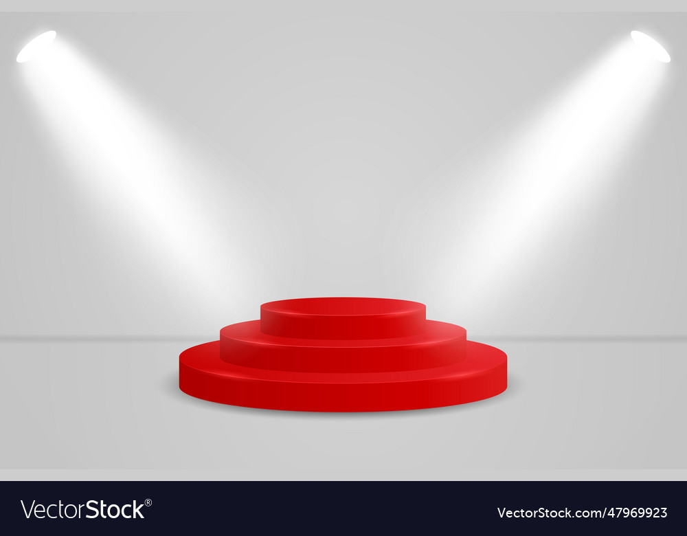 Realistic red round display podium mockup minimal Vector Image Realistic red round display podium mockup minimal