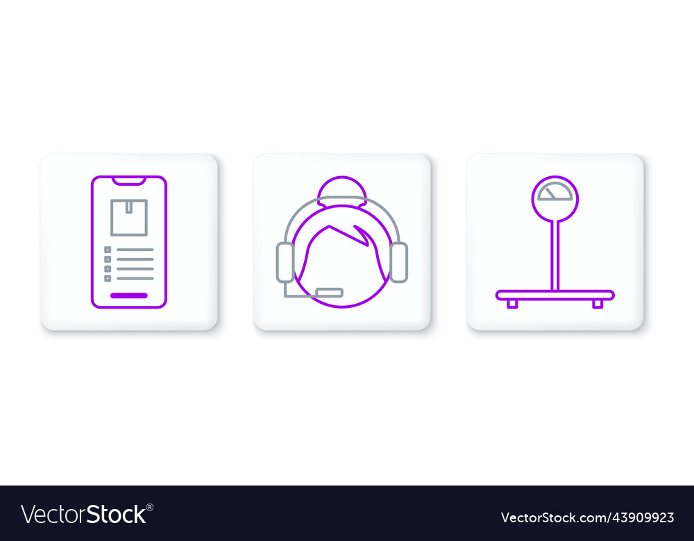 Set line scale mobile phone with app delivery vector image Set line scale mobile phone with app delivery