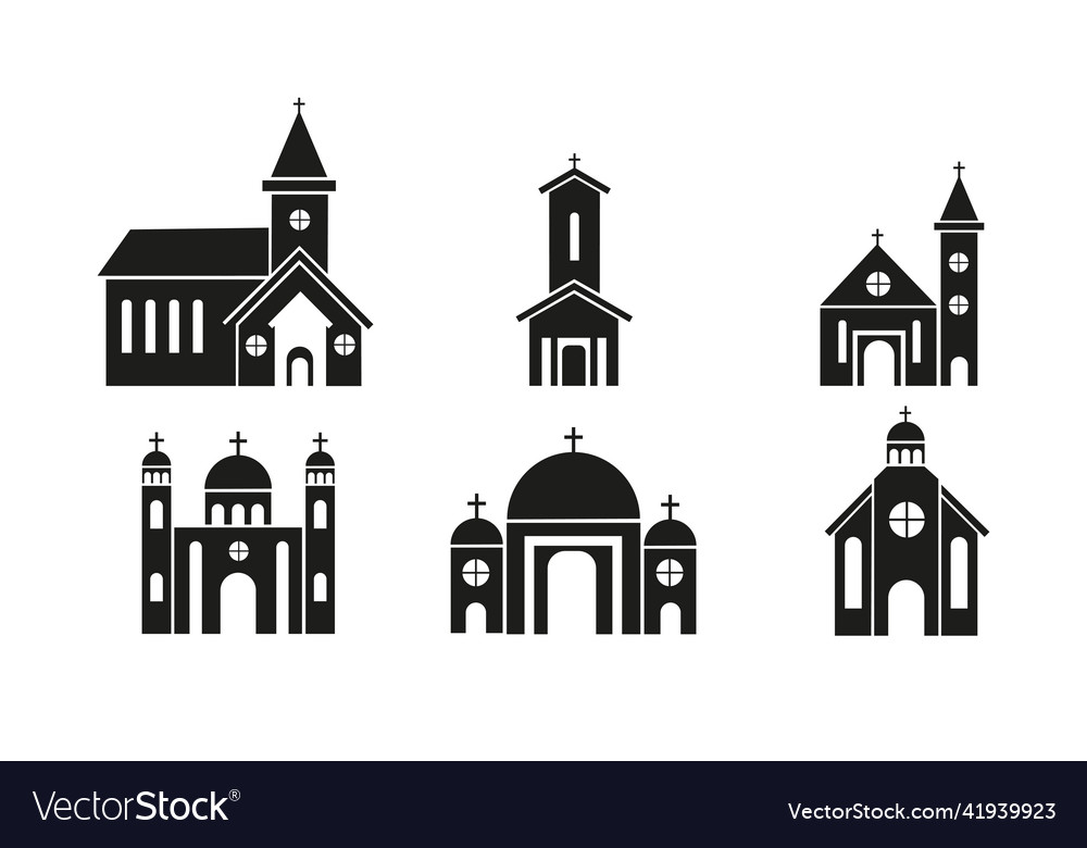 Set of different types catholic churchs