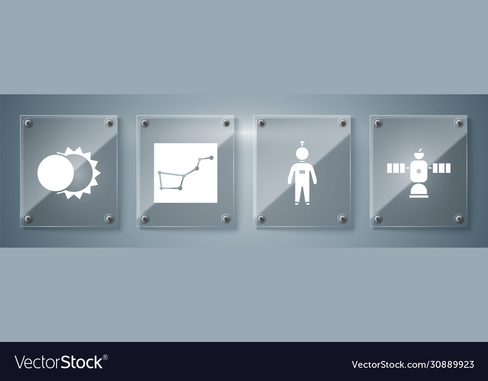 Set satellite astronaut great bear constellation vector image Set satellite astronaut great bear constellation