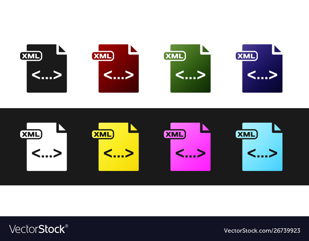 Set xml file document download button icon vector image Set xml file document download button icon
