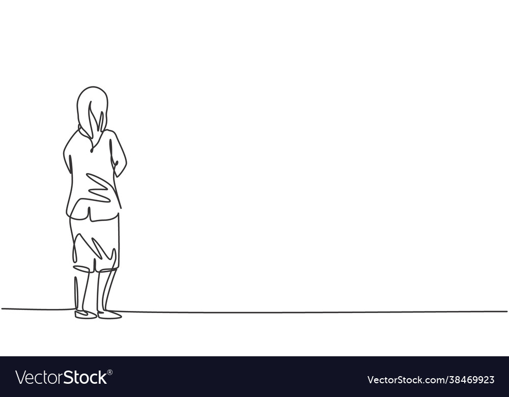 Single one line drawing young smart Royalty Free Vector