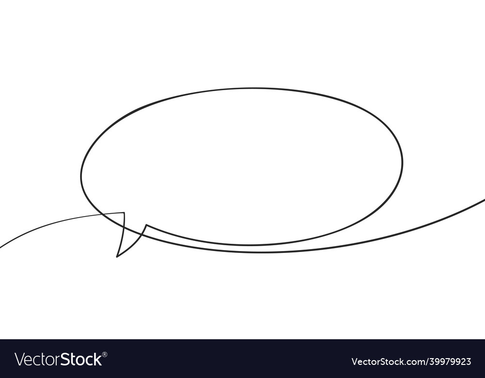 Speech bubble oval shape continuous one line vector image Speech bubble oval shape continuous one line