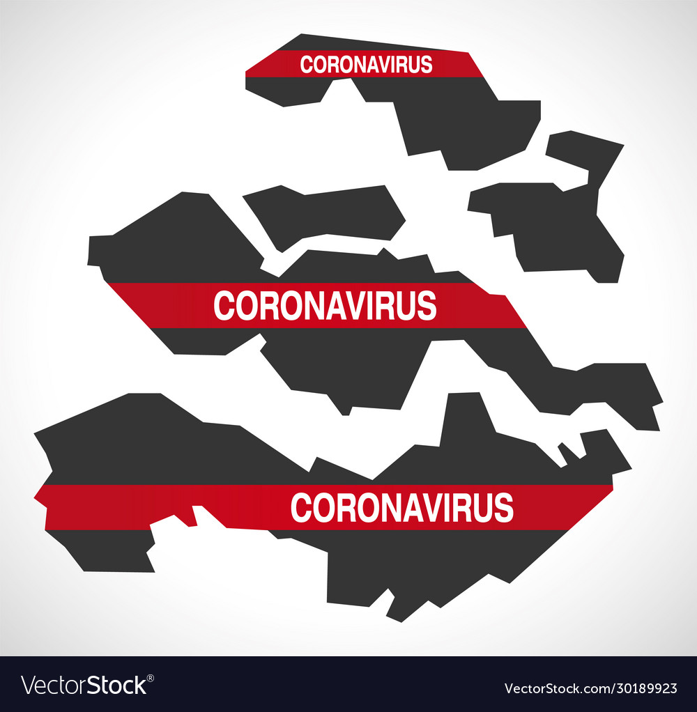 Zeeland Netherlands Provinzkarte mit Koronavirus vector image Zeeland Netherlands Provinzkarte mit Koronavirus