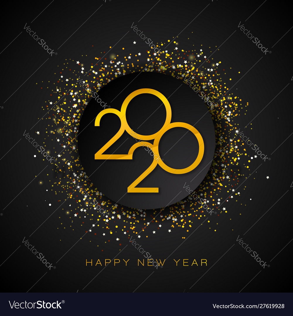 2020 happy new year with gold number Royalty Free Vector