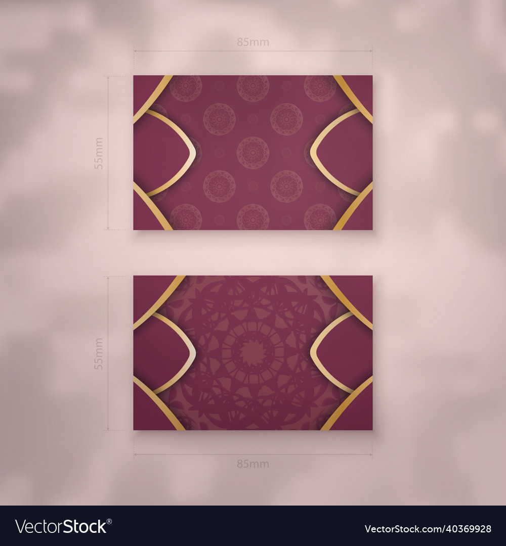 Business card template burgundy with abstract