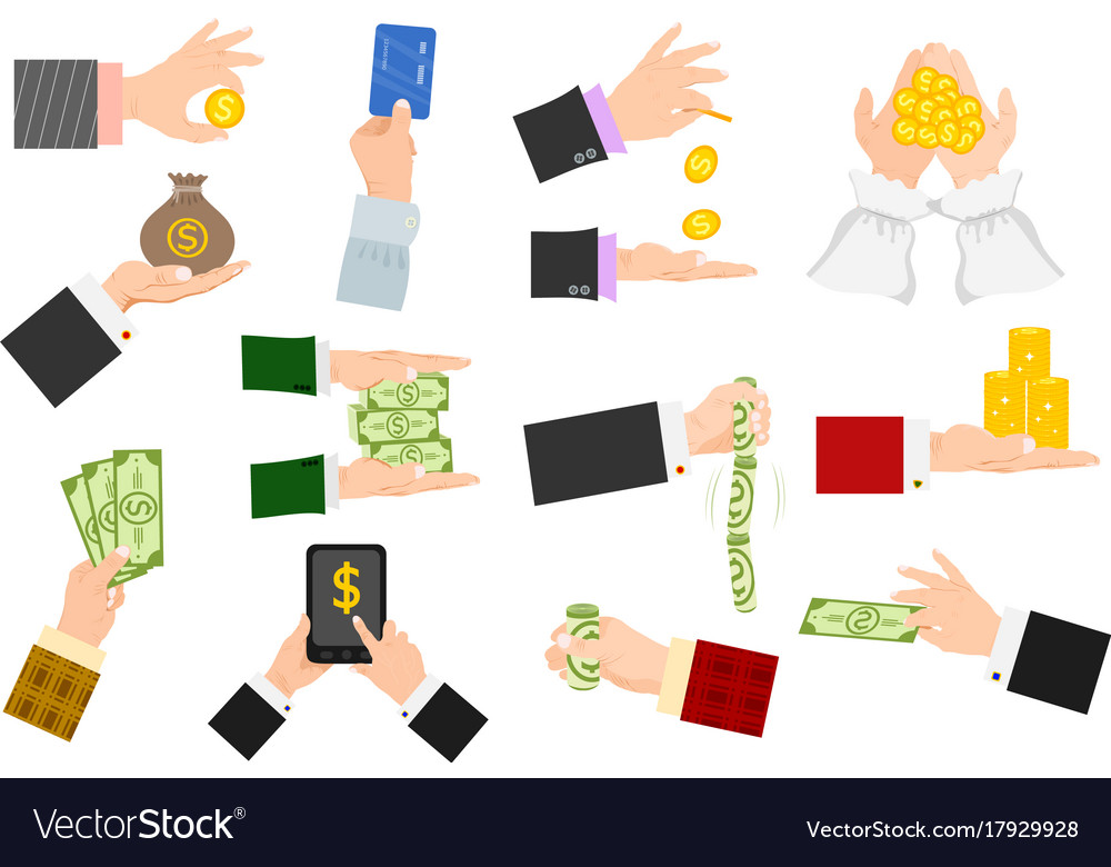 Businessman human hands arm holding paper money