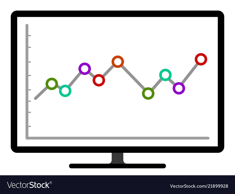 Colored business graph on a computer screen vector image Colored business graph on a computer screen