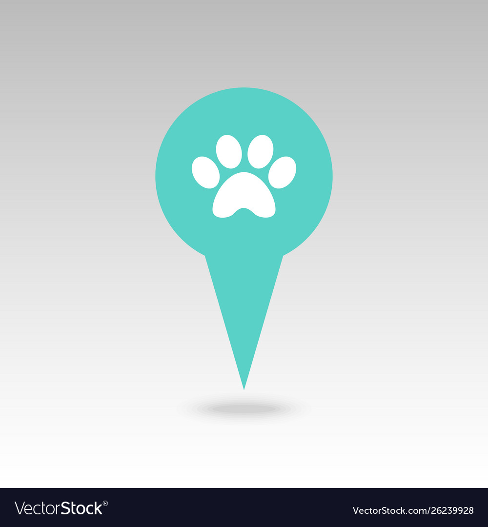 Dog paw pin map icon pointer markers vector image Dog paw pin map icon pointer markers