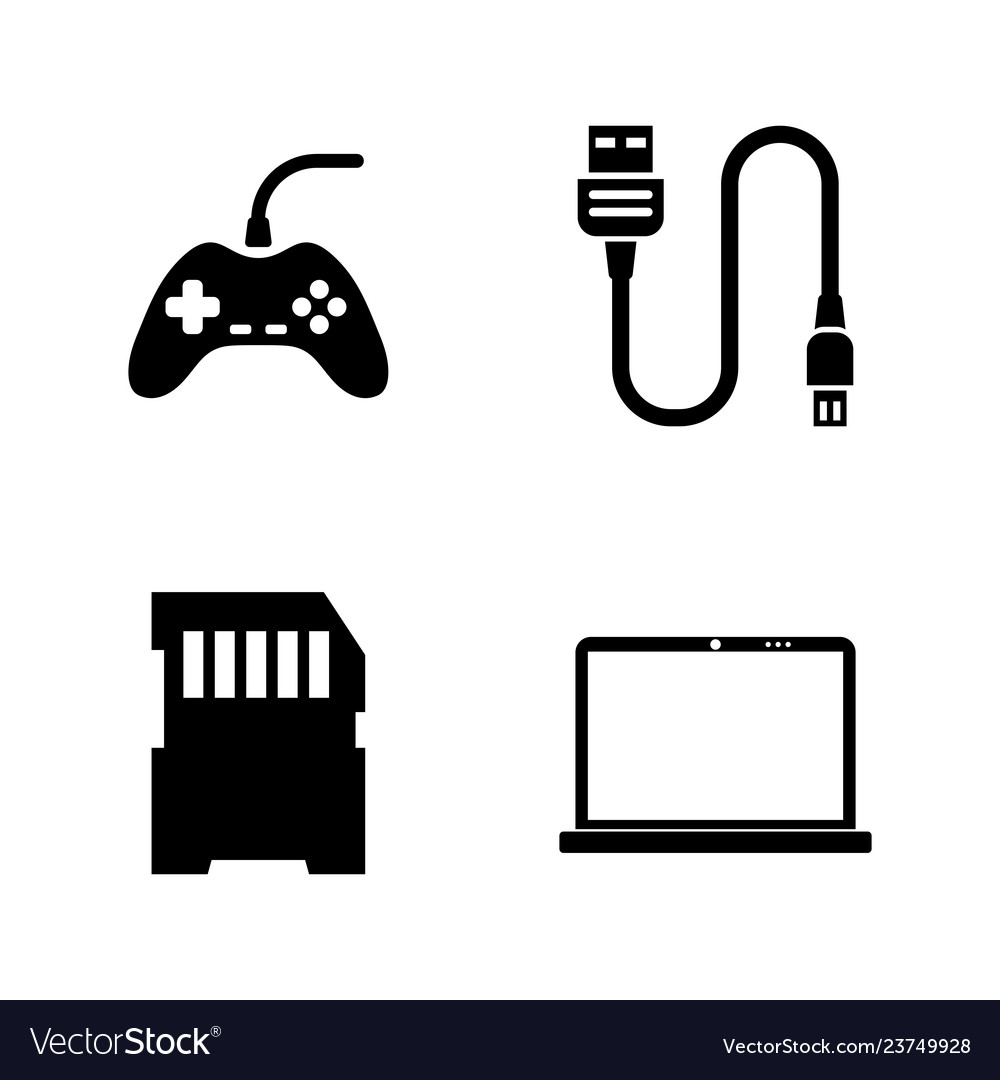 Hardware computer parts simple related icons vector image Hardware computer parts simple related icons