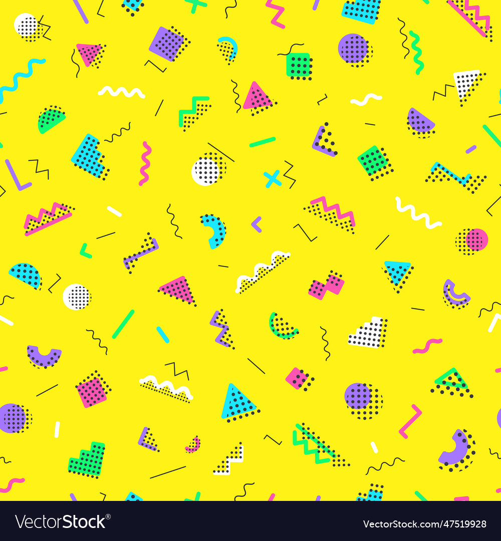 Memphis seamless pattern consisting of different vector image Memphis seamless pattern consisting of different