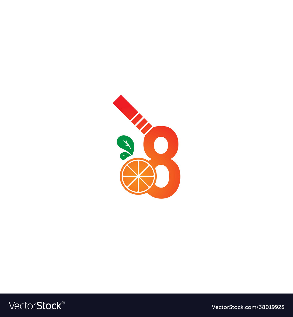 Number 8 with juice orange icon logo design